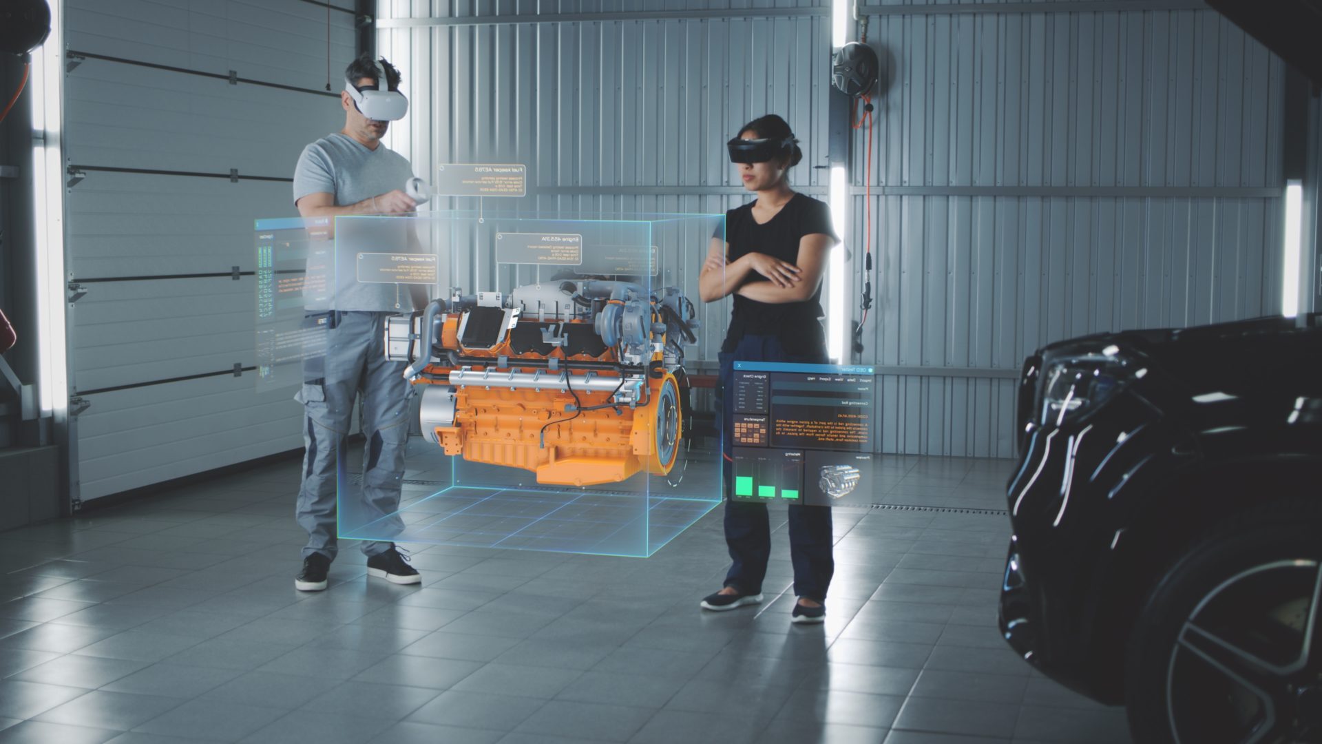 Two,Service,Manager,Engineers,Use,Virtual,Reality,Technology,To,Diagnose